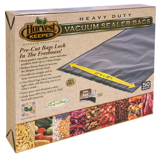 Harvest Keeper Clear/Black Vacuum Sealer Bags 11" x 18"