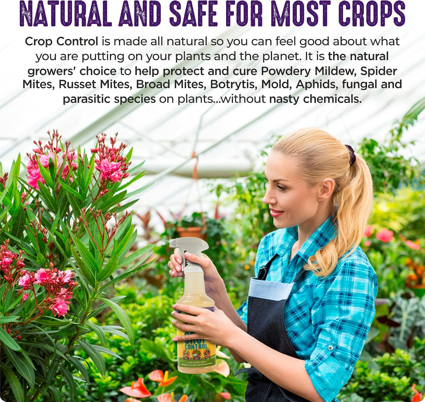Trifecta Crop Control Ready-to-Use Maximum Strength Natural Pesticide, Fungicide & Miticide – Eliminates Spider Mites, Powdery Mildew, Botrytis & Mold on Plants, 32 oz